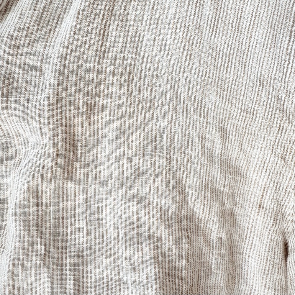 J. McLaughlin Tan and White Striped Britt Linen Button Down Shirt S - Picture 5 of 9